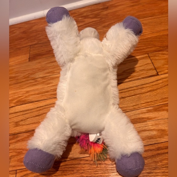 Goffa White Unicorn Plush 12" Rainbow Mane & Tail Stuffed Animal Shiny Horn - Picture 3 of 5